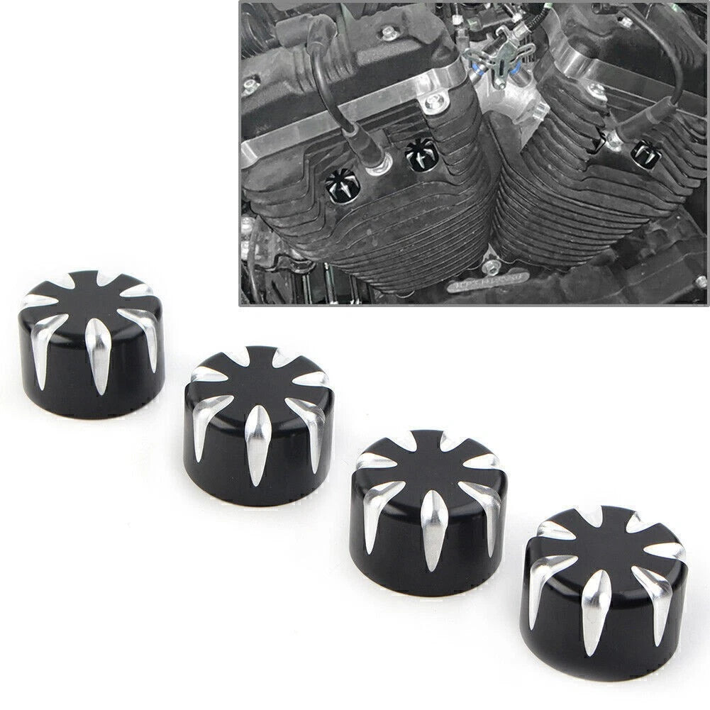 4 x Motorcycle Engine Screw Topper Cover Head Bolt Caps Black for Harley 883