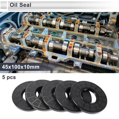 Oil Seal Rotary Shaft Seal Nitrile Rubber 45x100x10mm Black 5 Pcs