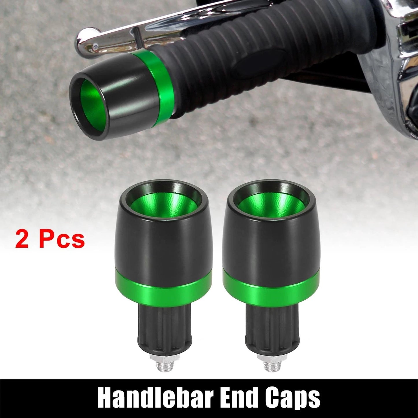 2 x 18mm Handlebar End Caps Plug Bar CNC Aluminum Alloy Green for Motorcycle
