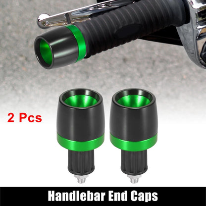 2 x 18mm Handlebar End Caps Plug Bar CNC Aluminum Alloy Green for Motorcycle