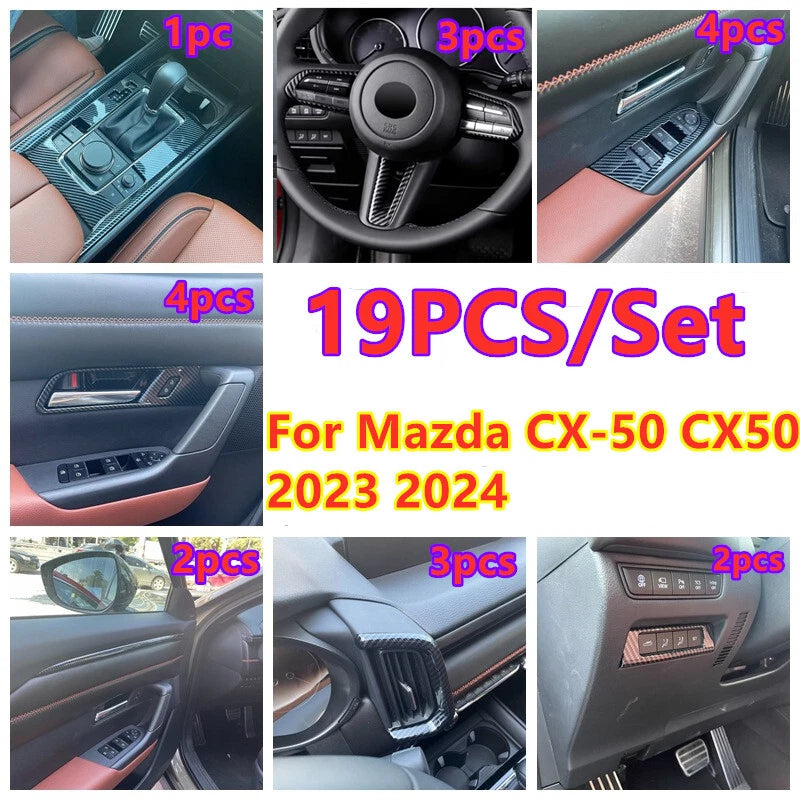19X Carbon Fiber Interior Panel Trim Cover Decor for Mazda CX-50 (2023–2024)