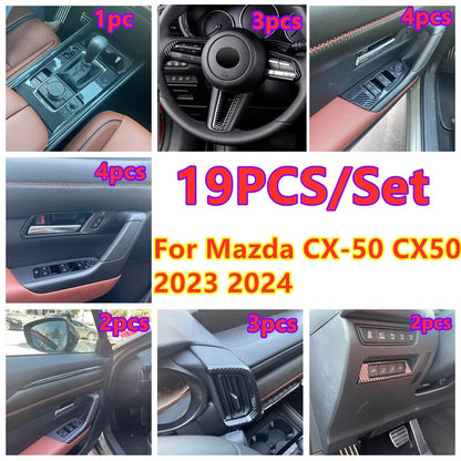 19X Carbon Fiber Interior Panel Trim Cover Decor for Mazda CX-50 (2023–2024)