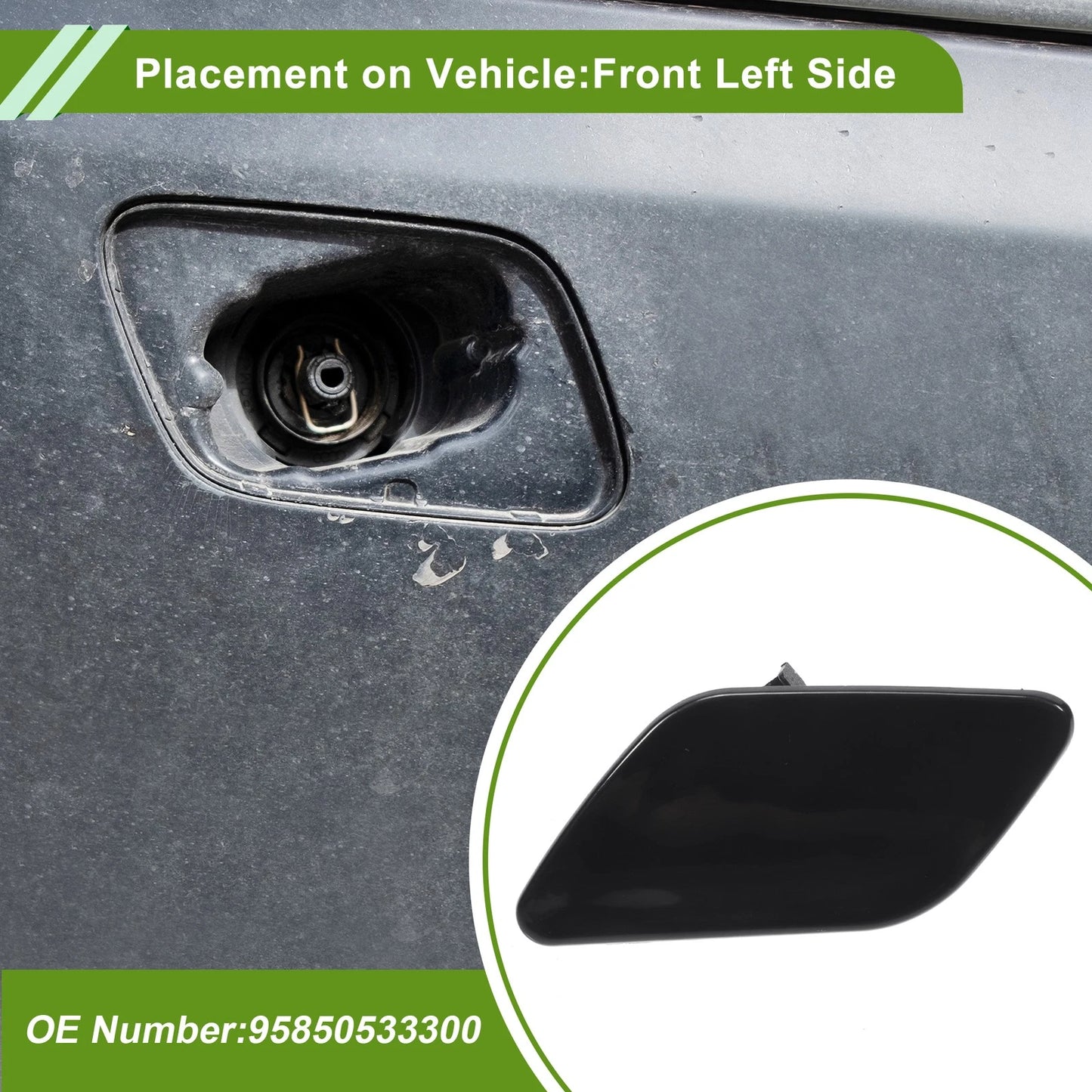 Left Washer Nozzle Cover Cap for Porsche Cayenne 92A Black