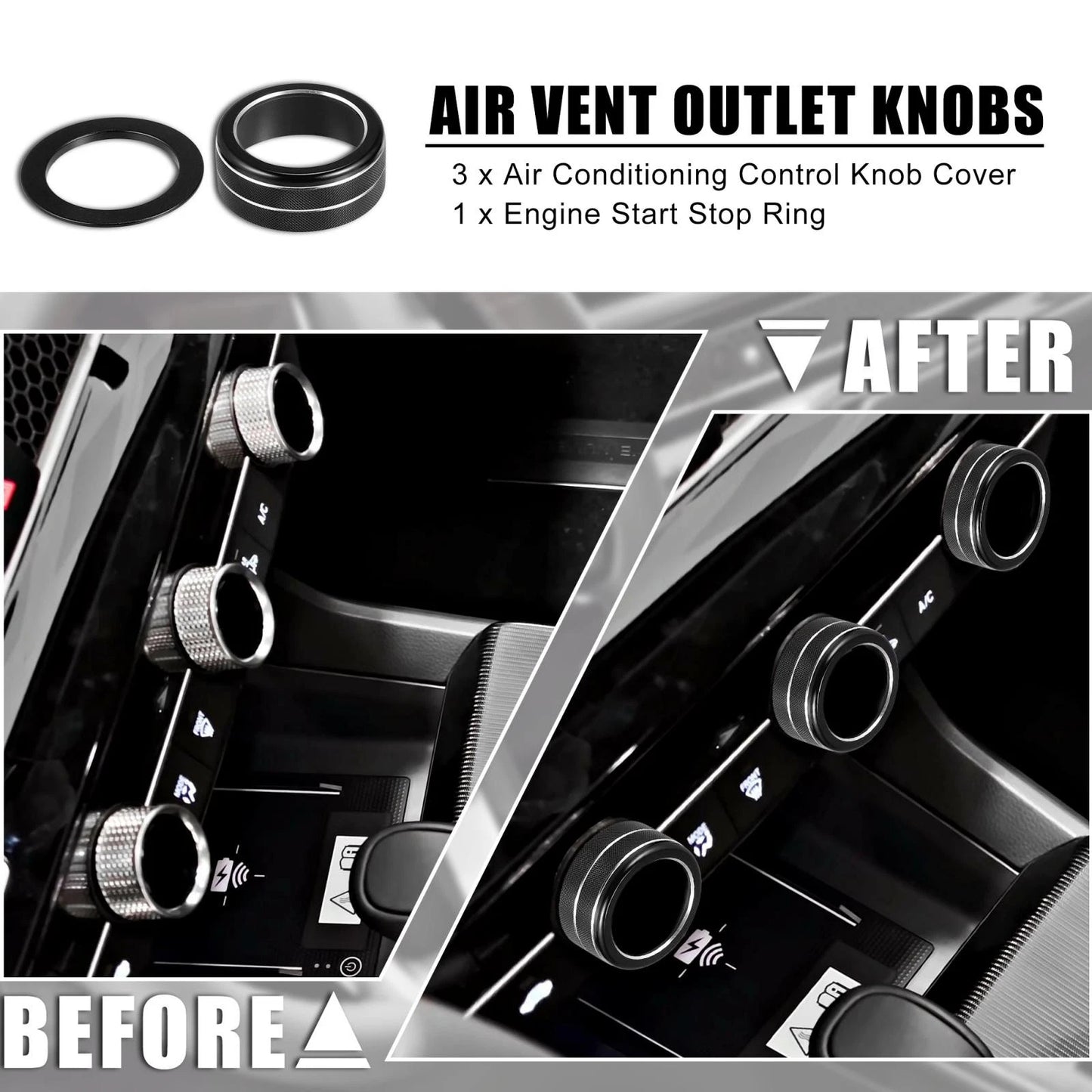 4pcs Black Air Conditioner Shift Knob Covers for Honda Civic (2022)