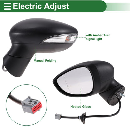 Left Side Door Mirror for Ford Fiesta MK7 (2012-2017)