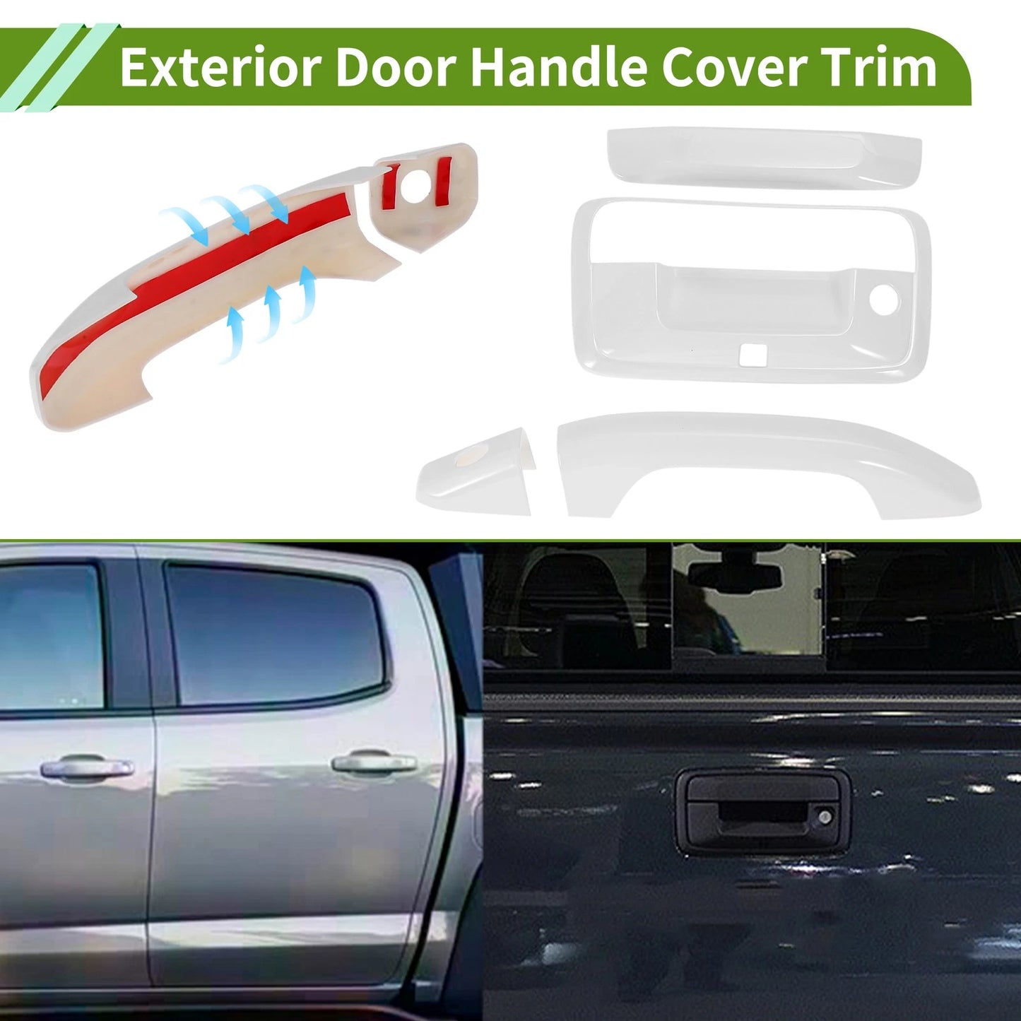 Exterior Door Handle Cover Trim for Chevrolet Colorado White