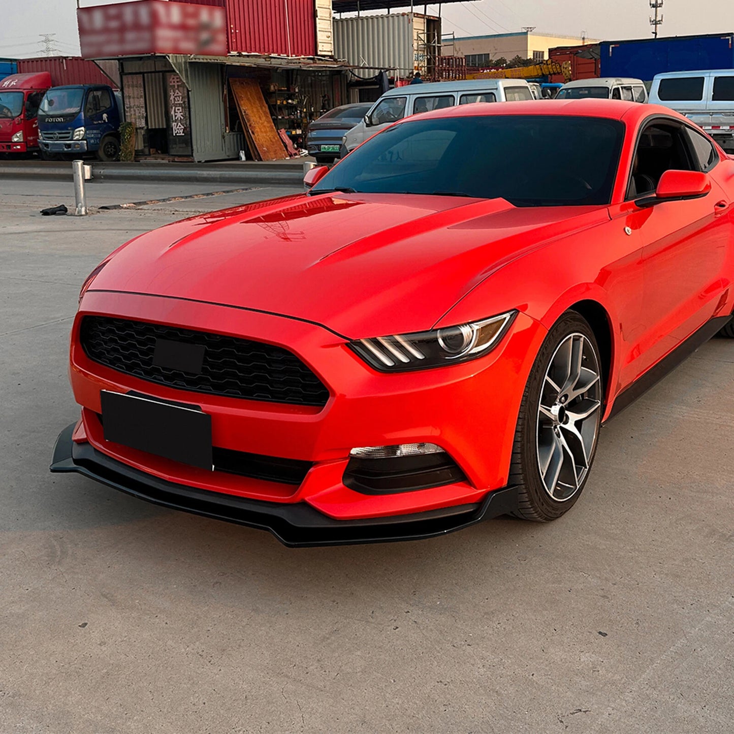 Gloss Black Front Bumper Spoiler Lip for Ford Mustang (2015-2017)