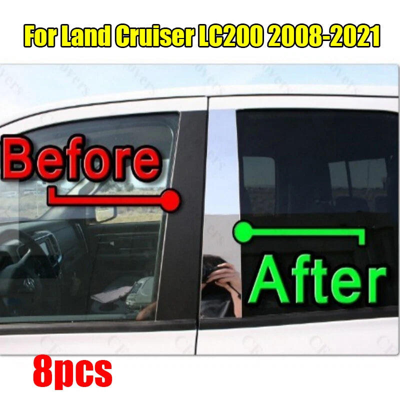 8 x Chrome Pillar Trim Cover Mirrored Post for Land Cruiser LC200 (2008–2021)