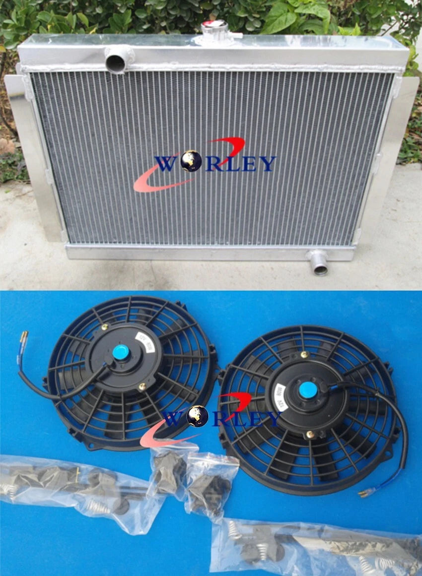 3 Row Aluminum Radiator + Fans for Nissan Datsun 280Z 280ZX (1975-1983)