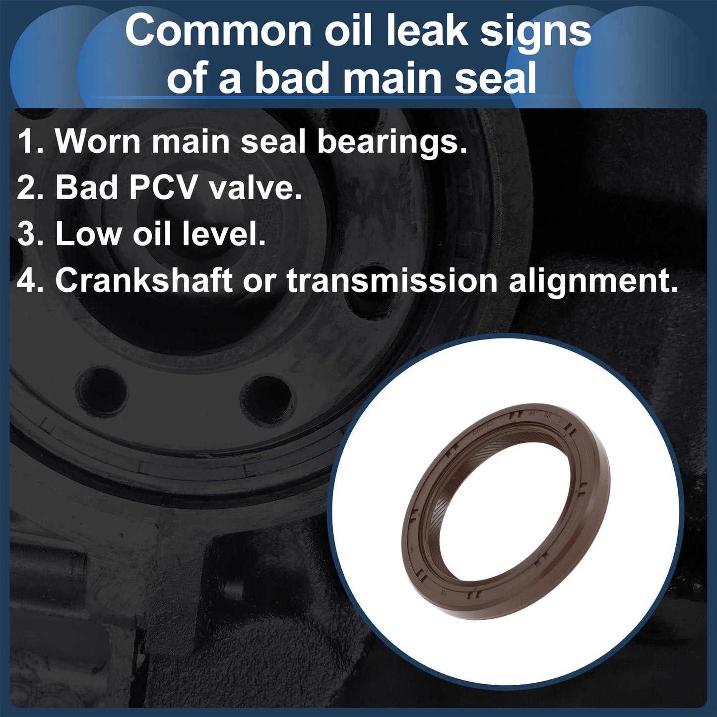 Crankshaft Oil Seal for Mitsubishi Eclipse, Outlander (1990-2012, 2003-2006)
