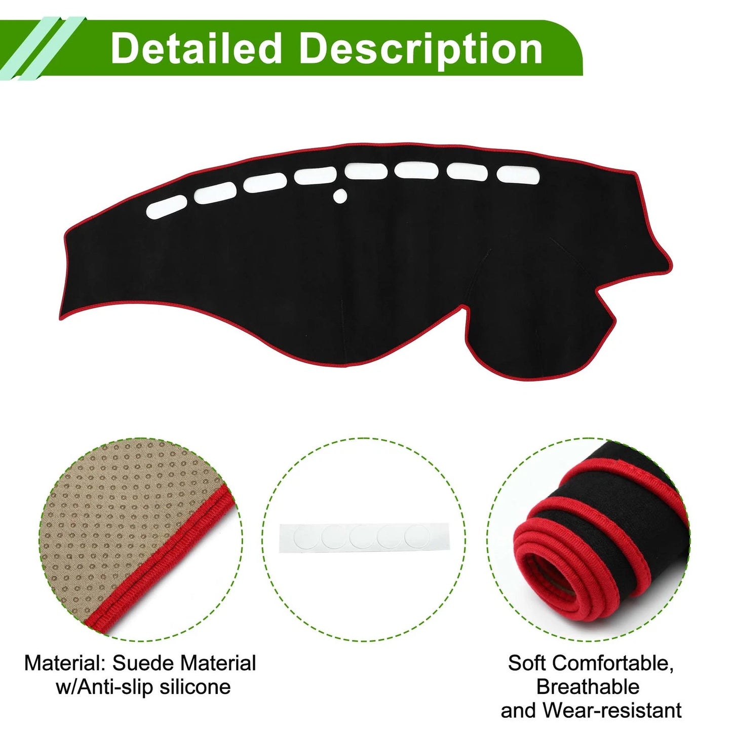 Dash Cover Mat for Honda Odyssey (2009-2014) Sun Protector Pad Black Red