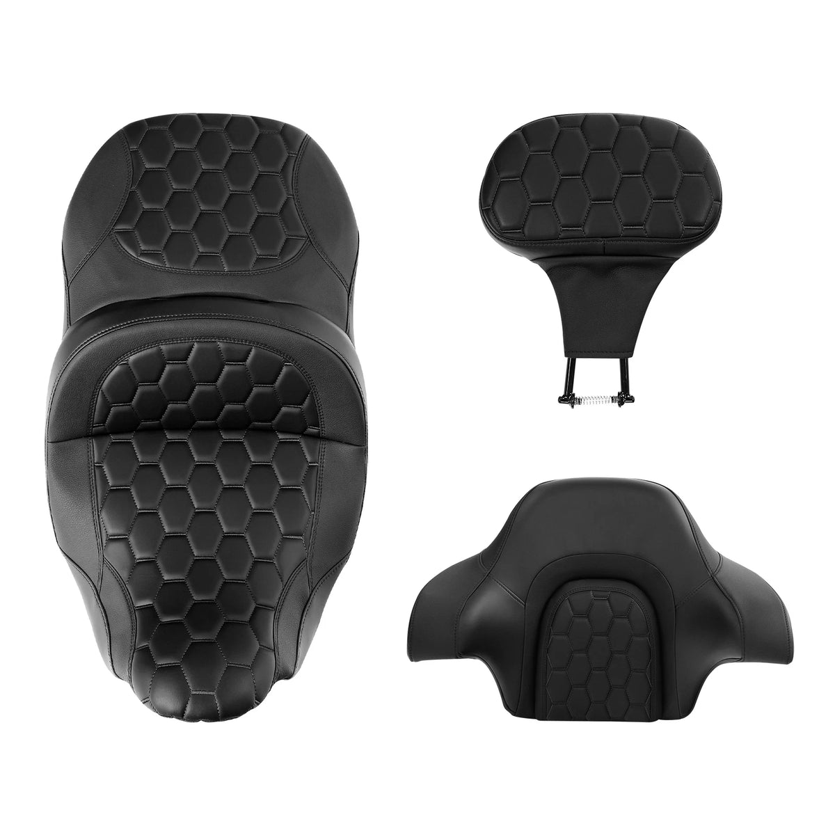 Black Rider Passenger Seat & Backrest for Harley Touring Street Glide (14-23)