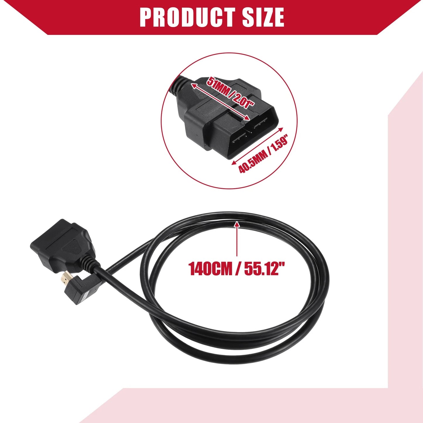 OBD2 Cable for Ford Xcalible X4 - Durable Plastic Rubber Alloy, 150cm