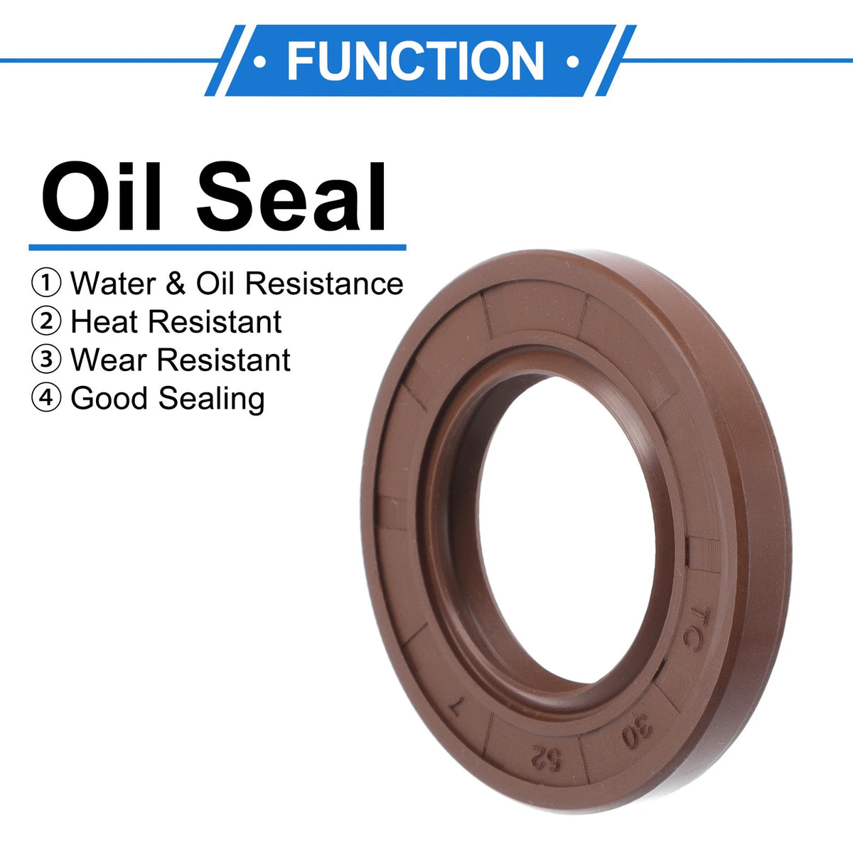 Oil Seal 2 x 30x52x7mm FKM Rubber Brown for Make Model