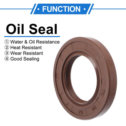 Oil Seal 2 x 30x52x7mm FKM Rubber Brown for Make Model