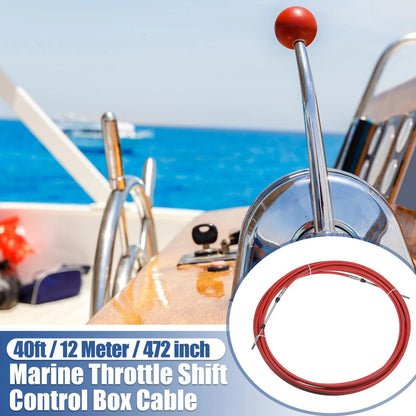 2 x 40ft 472 Inch Marine Type Shift Remote Control Box Cable for Yamaha Red