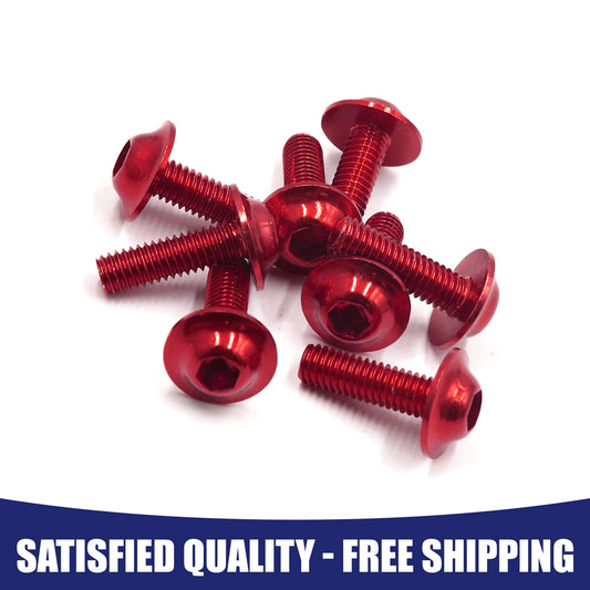 M6 / 20mm / Red Hexagon License Plates Fairing Bolts Screws for Make Model