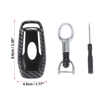 Carbon Fiber Remote Key Fob Cover Case Ring Set for Ford Fusion (2013-2020)