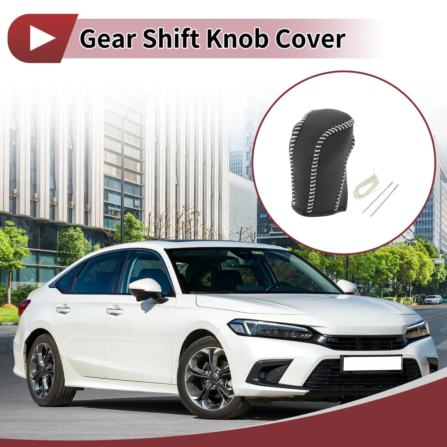 Car Gear Shift Knob Cover for Honda CR-V (2023) - Beige Faux Leather