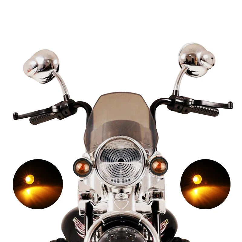 Chrome Amber Bullet Motorcycle Turn Signal Light 2 x Pcs for Bobber Chopper