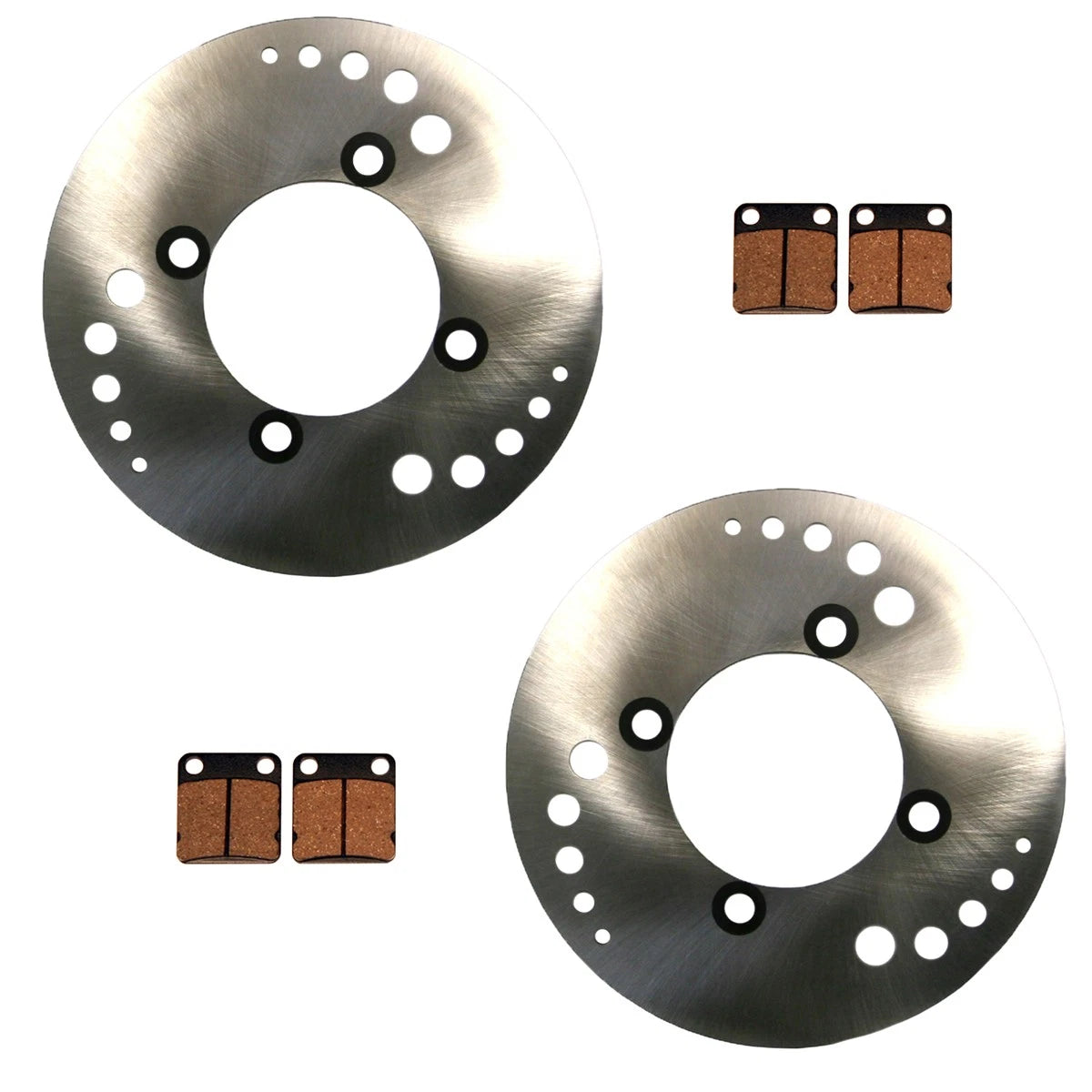 2 x Front Disc Brake Rotors & Brake Pads for Kawasaki Prairie 360 (2003–2013)