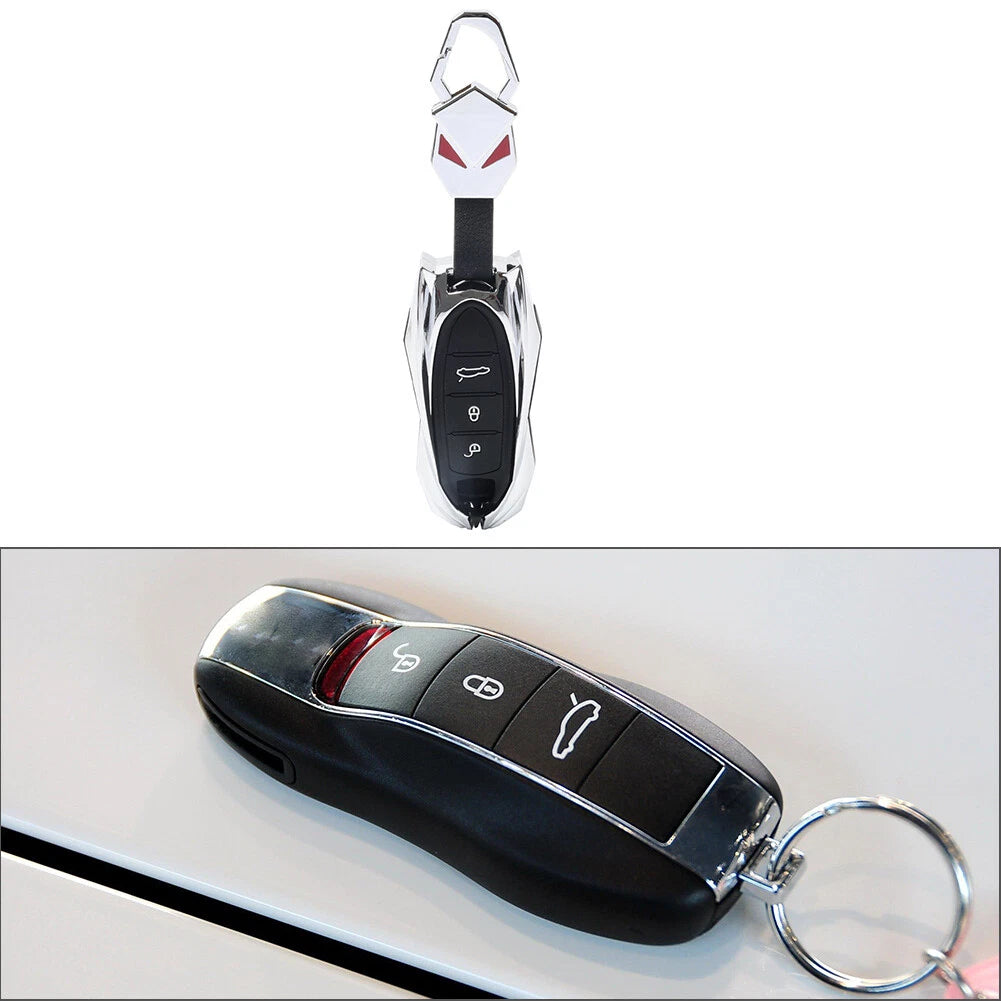 Silver Remote Key Fob Case Cover for Porsche 718 911 Macan Cayenne Cayman