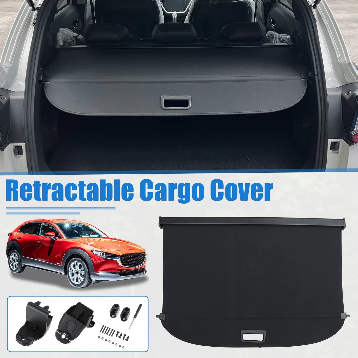 Retractable Cargo Cover for Mazda CX-30 (2020-2023) Waterproof Non-Slip