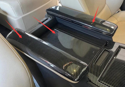 Box Cap Center Armrest Cover Trim for 2021-2023 Toyota Sienna 3 x Carbon Fiber