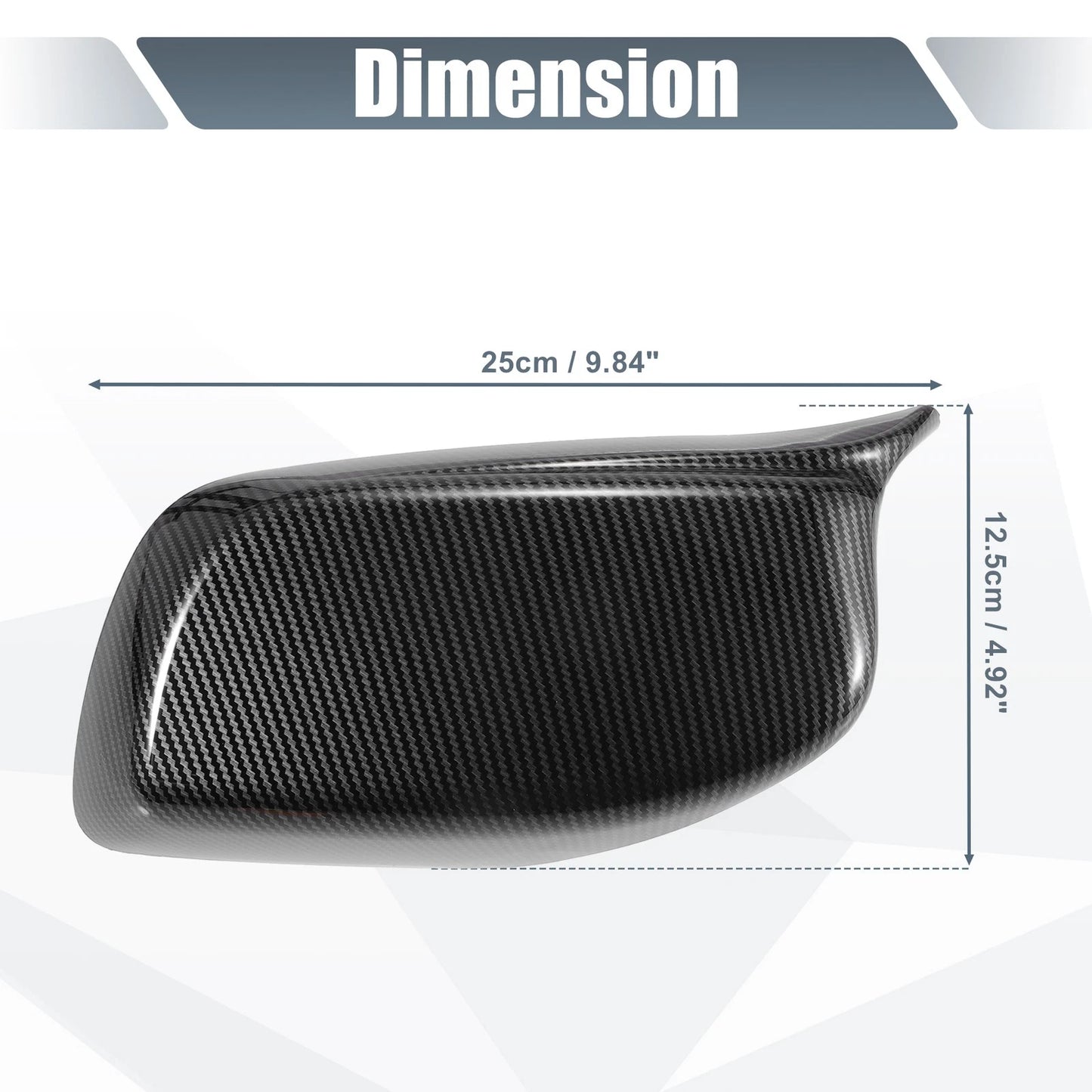 Rearview Mirror Cover Cap 2 x Black Carbon Fiber for BMW 5 Series 6 Series