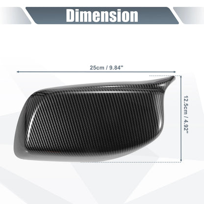 Rearview Mirror Cover Cap 2 x Black Carbon Fiber for BMW 5 Series 6 Series