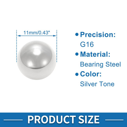 11mm Ball Bearing Steel G16 Precision Ball Silver Tone 50 Pcs