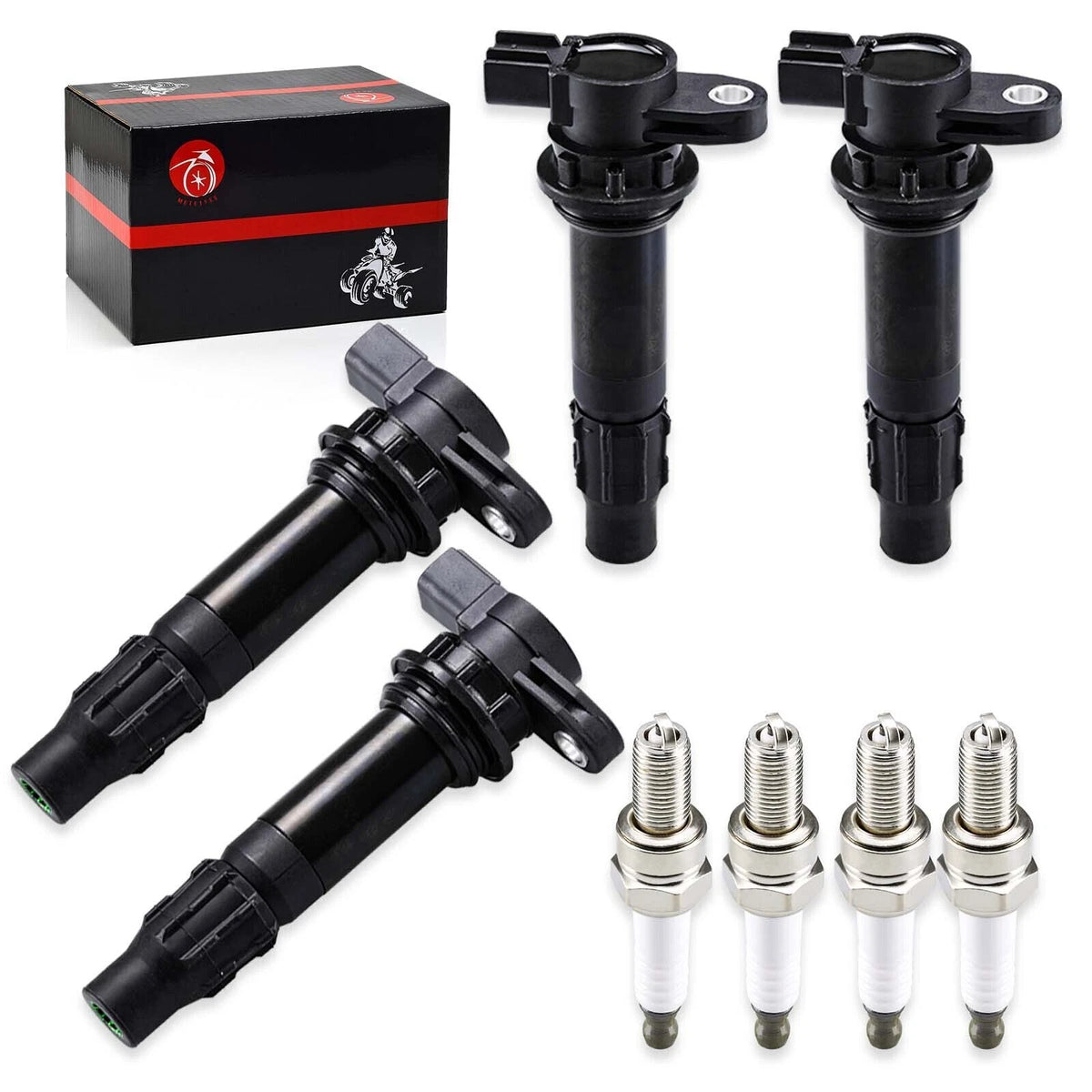4 x Coil & Spark Plug for Yamaha WaveRunner VX Cruiser Deluxe (2006–2015)
