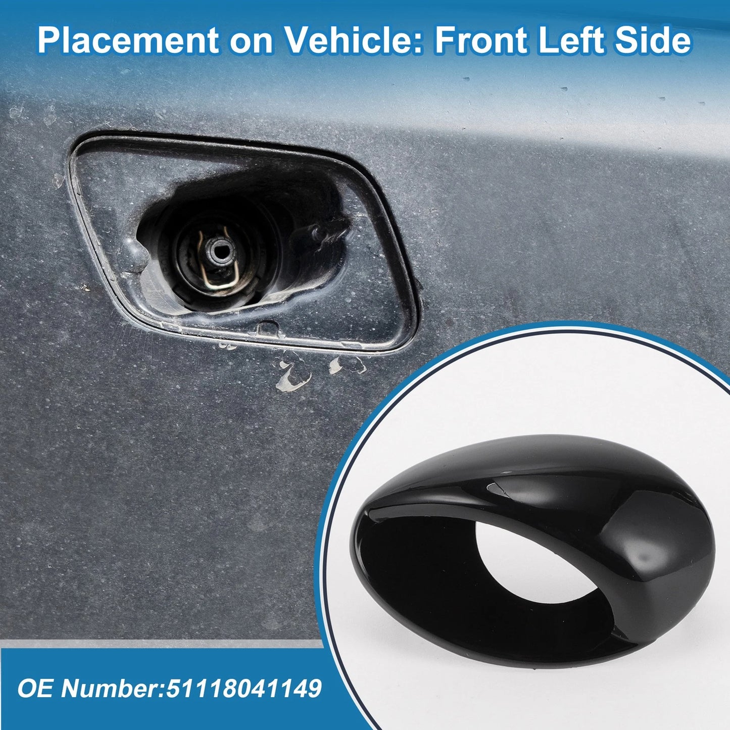 Bumper Headlight Washer Nozzle Cover for BMW M3 (2008-2013) - Gloss Black