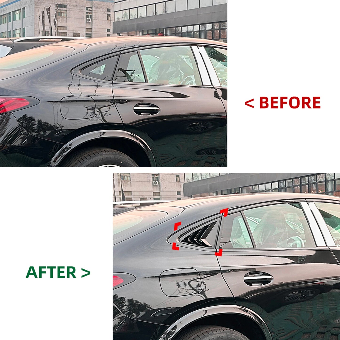 2 x Gloss Black Rear Side Window Louvers for Benz GLC C254 (2024-2025)