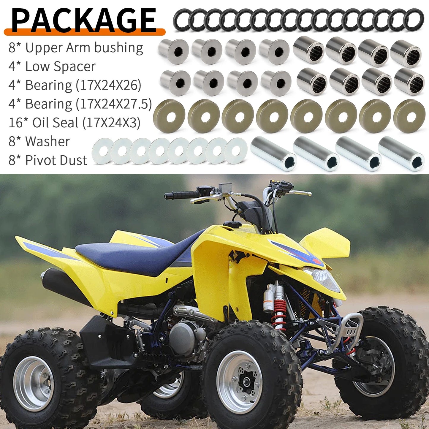 Front Upper & Lower A-Arm Bushing Seal Kit for Arctic Cat 400 DVX (2004–2008)