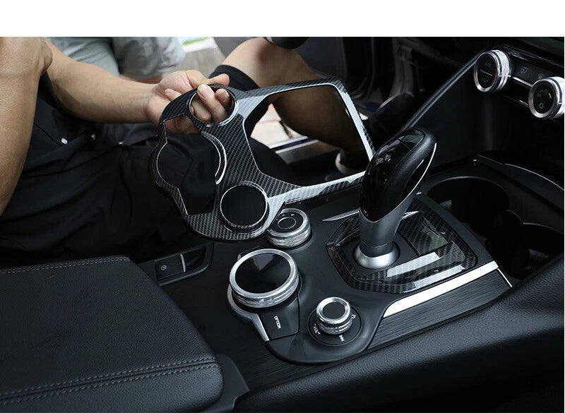 Real Carbon Fiber Center Gear Shift Cover Trim For Alfa Romeo Giulia 2017-2018