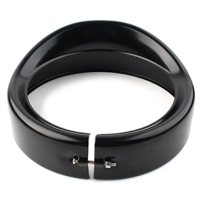 7" Black Headlight Passing Lights Trim Ring Bezel Visor Cover for Harley