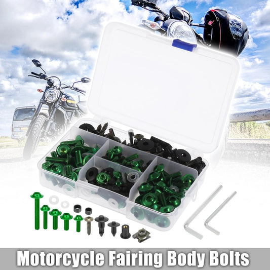 195pcs Motorcycle Fairing Body Bolts Fasteners Green for Kawasaki, Suzuki