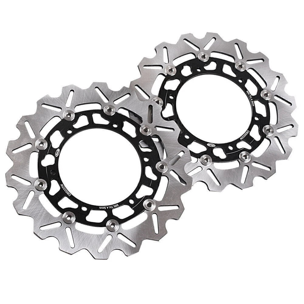 Black Front Left & Right Brake Disc Rotors for YAMAHA YZF R1 R6 XJR 1300 (99-02)