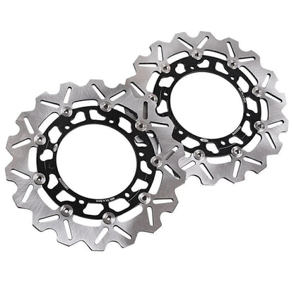 Black Front Left & Right Brake Disc Rotors for YAMAHA YZF R1 R6 XJR 1300 (99-02)