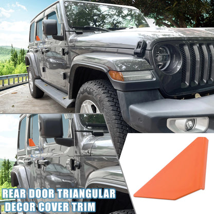Rear Door Triangular Decor Cover Trim Orange for Ford Bronco (2021-2023) 2 x