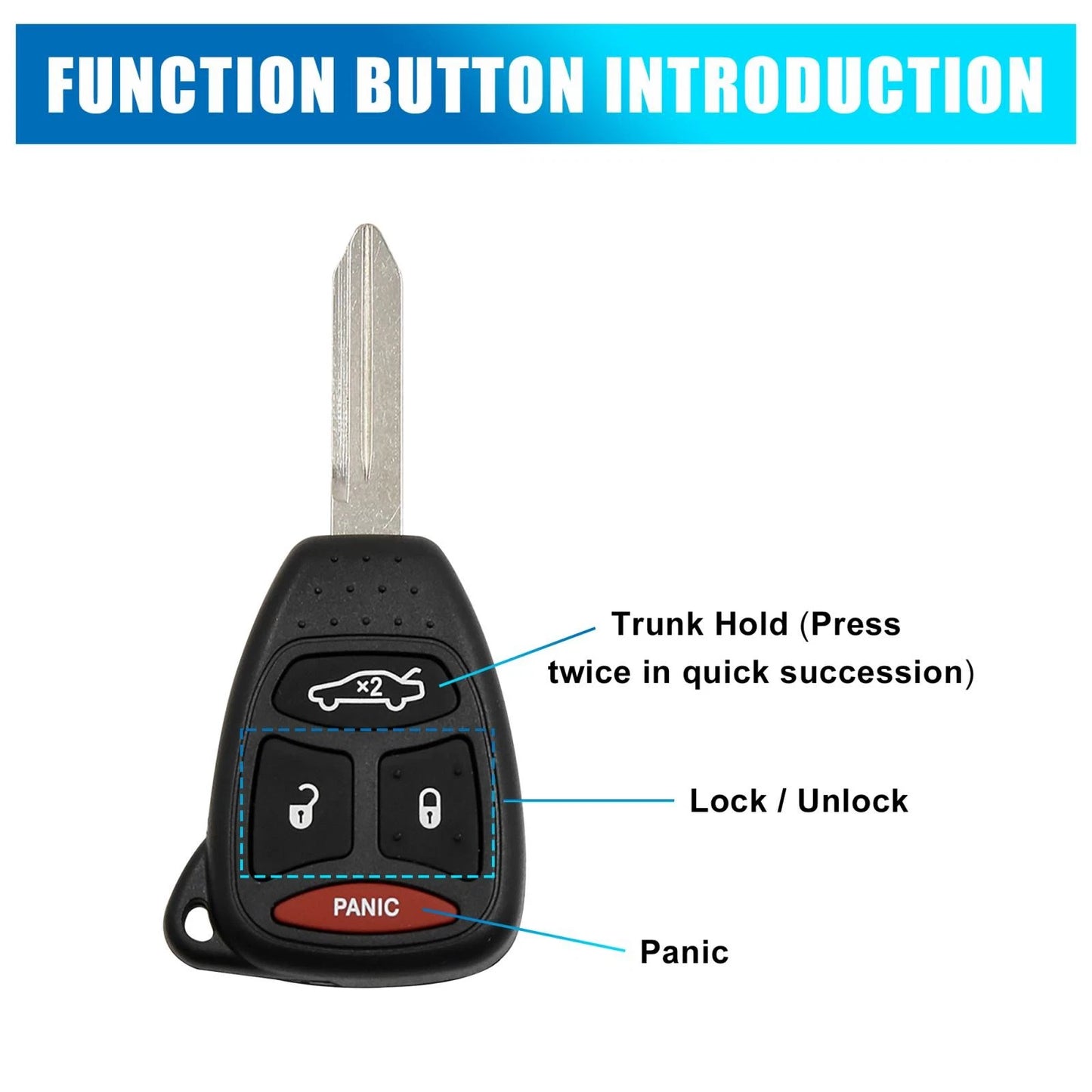 Car Key Shell Case 4 x Key Button for Chrysler