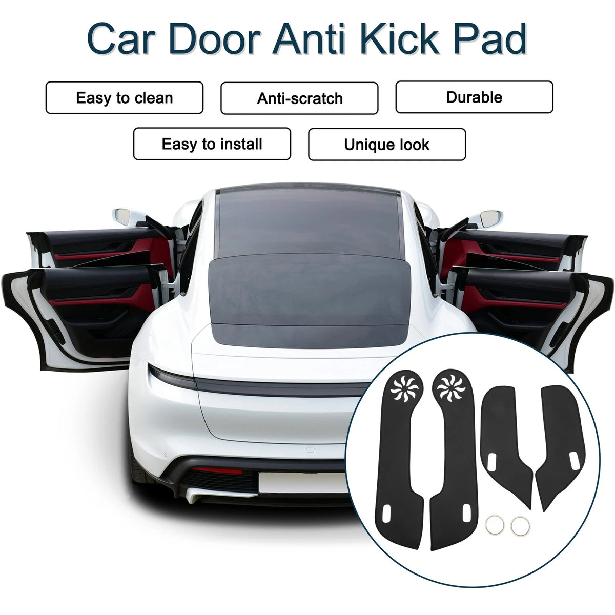 Car Door Anti Kick Pad Protector for Honda Accord 2003-2007 - Black 1 Set
