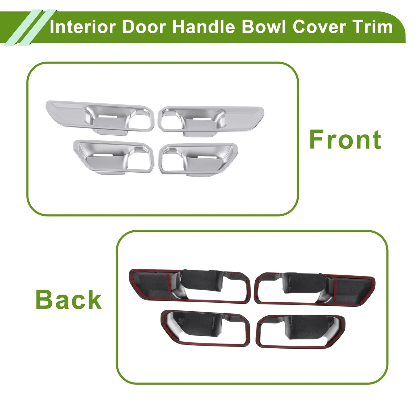 Silver Tone Interior Door Handle Bowl Cover Trim for Toyota Land Cruiser (2008-2021)