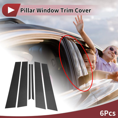 Black Carbon Fiber Door Pillar Window Trim for Nissan Bluebird (2000-2006)