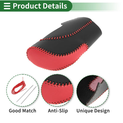 Black Red Faux Leather Gear Shift Knob Cover for Subaru Forester (2018-2023)