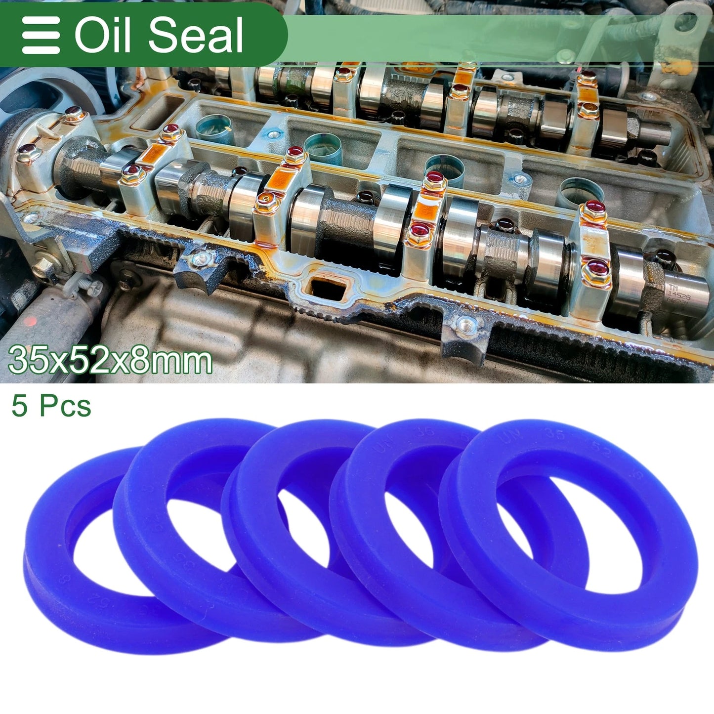 Oil Seal / 35x52x8mm / TPU Rotary Shaft Seal Blue 5 Pcs for Make Model