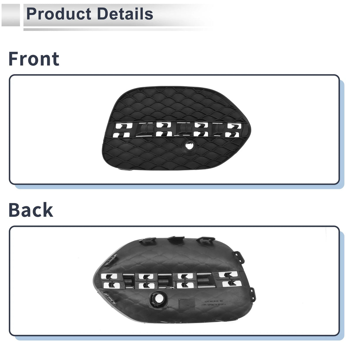 Front Right Fog Light Grill for Mercedes-Benz GLE350 (2016-2023) Black