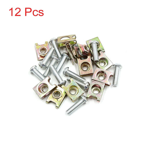 12pcs M6x1.0 Thread License Plate Fairing Clips Screws for Motorcycle Car