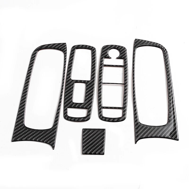 Carbon Fiber Window Lift Switch Panel Cover Trim 5 x For Dodge Charger (2015+)